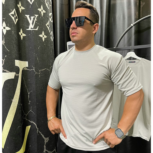 تیشرت مردانه بیسکویتی بیسیک | طوسی