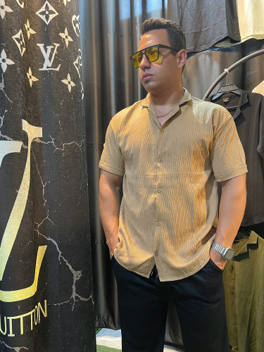 پیراهن مردانه مراکشی رنگ نسکافه ای