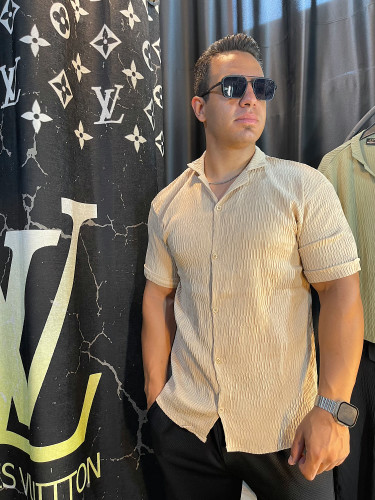 پیراهن مردانه مراکشی رنگ کرم