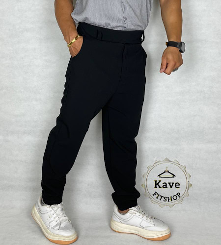 شلوار مردانه مدل مام مازراتی رنگ مشکی نمای جلو