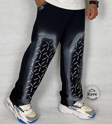 شلوار مردانه بگ مدل ریزچاپ پیستوله بالنسیاگا مشکی نمای راست