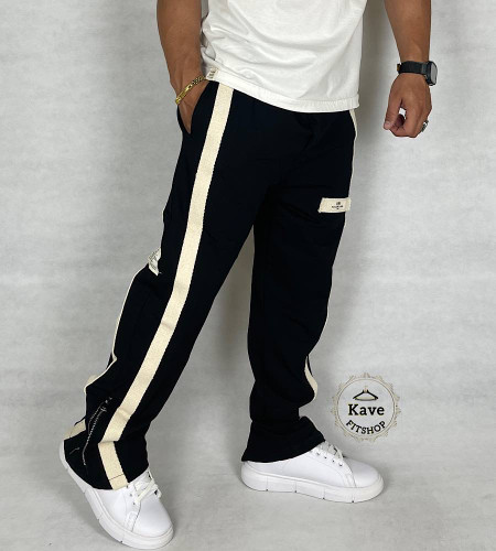 شلوار بگ مردانه پنبه مدل نوار کنفی دمپا زیپ بالنسیاگا