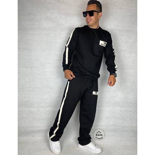 ست مردانه دورس شلوار مدل نوار کنفی بیسیک مشکی | بالنسیاگا نمای بغل