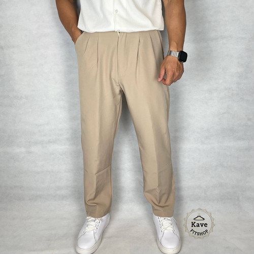 شلوار مردانه مدل کمر ایتالیایی کلاسیک بگ | کرم