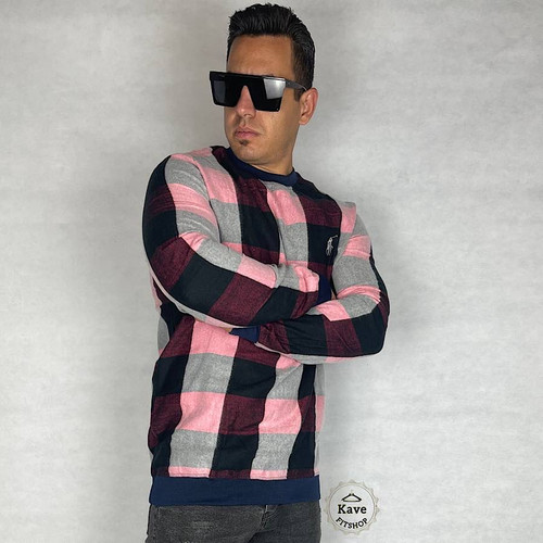 دورس مردانه موهر چهارخانه | طوسی صورتی زرشکی