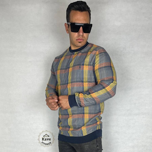 دورس مردانه موهر چهارخانه | طوسی زرد