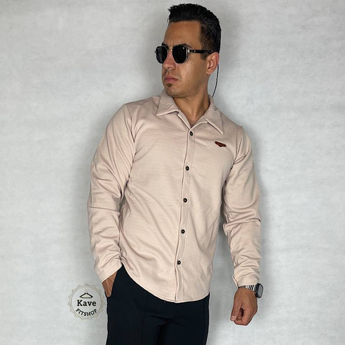 پیراهن مردانه کبریتی داخل کرکی آستین بلند | کرم