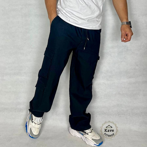 شلوار مردانه مدل کارگو دمپا بندی رنگ مشکی