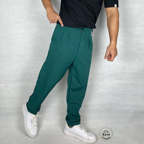 شلوار مردانه مدل کمر ایتالیایی کلاسیک | سبز کله غازی