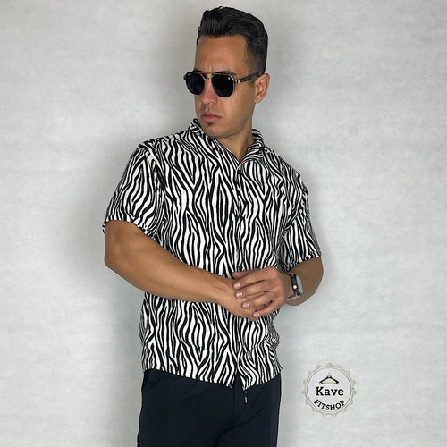 پیراهن مردانه مراکشی رنگ مشکی و سفید