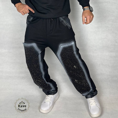 شلوار بگ مردانه کاستوم مدل کروم هارتز نگین و فلز