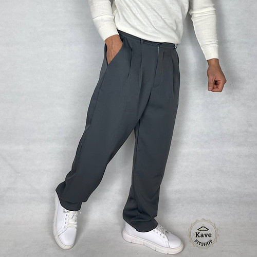 شلوار مردانه مدل کمر ایتالیایی کلاسیک بگ | طوسی