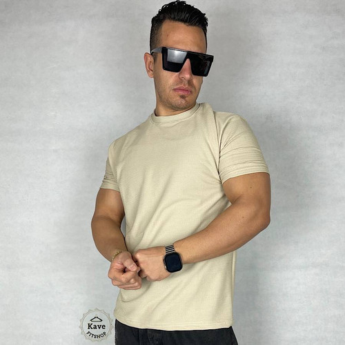 تیشرت مردانه بیسکویتی بیسیک | کرم