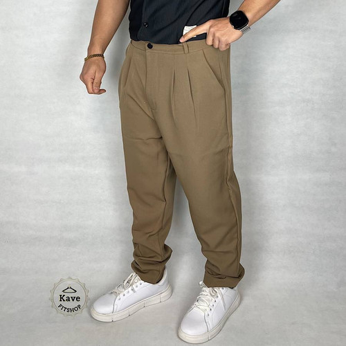 شلوار مردانه مدل کمر ایتالیایی کلاسیک | قهوه ای روشن