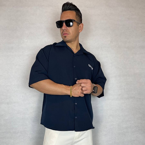 پیراهن مردانه مازراتی آستین کوتاه | سرمه ای